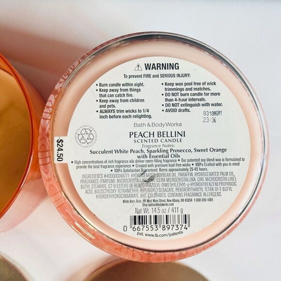 Peach Bellini 3-Wick Candles, Used - Picture 3 of 3